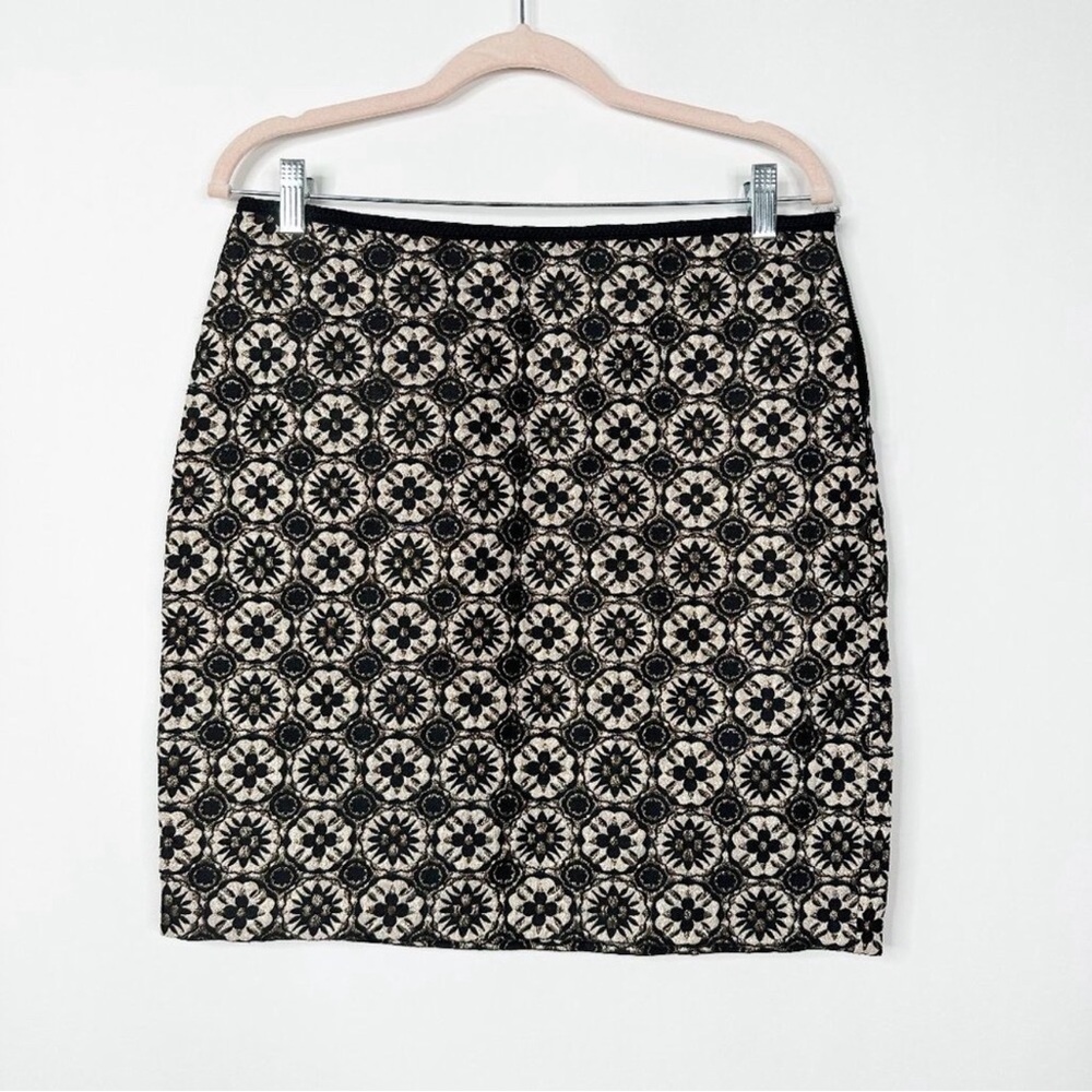 Baroque Glam Black Gold Floral Brocade Pencil Skirt Size 8 NWT